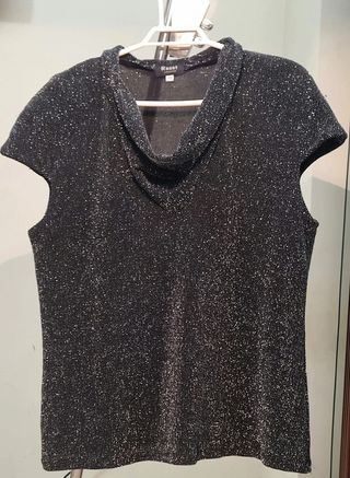 Top de fiesta, negro y plateado