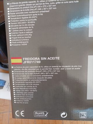 Freidora sin aceite 5L Jocel