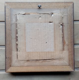 * Cuadro con azulejo pintado con paisaje de puente