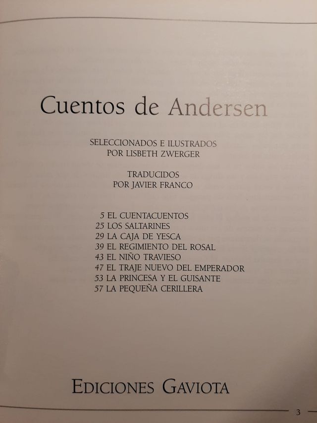 Cuentos de Andersen con ilustraciones. Ed. Gaviota