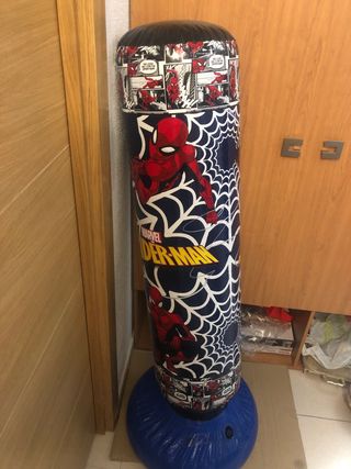 Sac De Frappe Gonflable Spider-Man Marvel - Pour Enfants Et Adultes - Base Lestée (eau/sable) - Encourage Le Sport Et La Dépense D'énergie