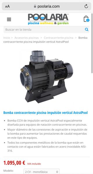 Bomba contracorriente impulsión piscina AstralPool