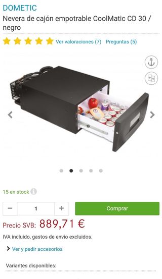 Nevera cajón 30 l. Vehículos vivienda