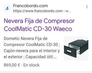 Nevera cajón 30 l. Vehículos vivienda