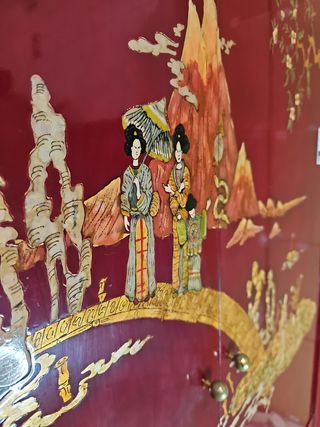 Armario vintage estilo asiático rojo