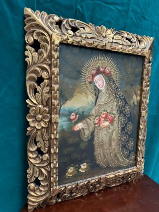 Santa Rosa, óleo sobre lienzo estilo cuzqueño