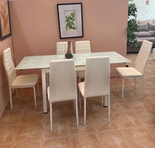 Mesa plegable blanca + 6 Sillas ! Nueva
