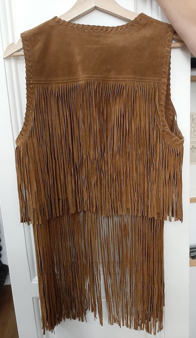 Chaleco ante vintage flecos