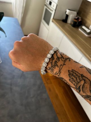 Bracciale tennis Oro bianco placcato 18k 8"