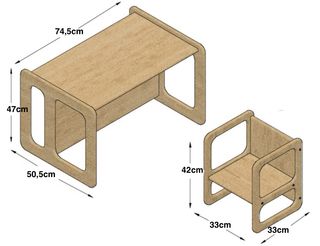 KIT Mesa y Sillas para niños Montessori nuevo