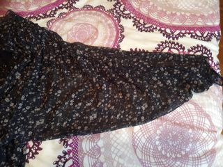 Vestido, mono en gasa negro con fl