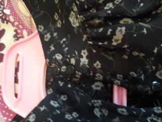 Vestido, mono en gasa negro con fl