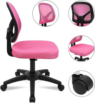SILLA DE OFICINA SIN REPOSABRAZOS ROSA.