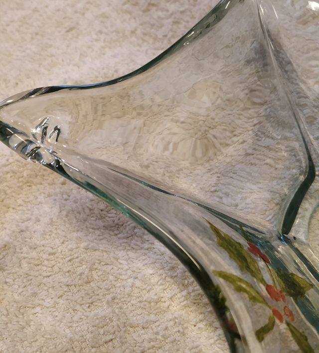 Frutero Centro Mesa Vintage Vidrio Navideño