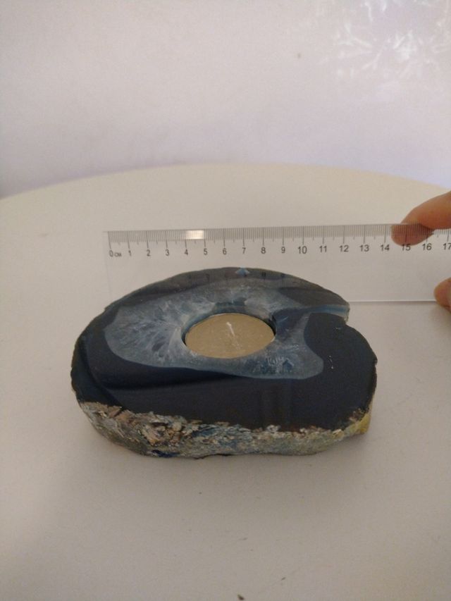 Portacandela in fetta D'Agata blu