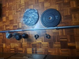 Barra halterofilia y mancuernas 10kg