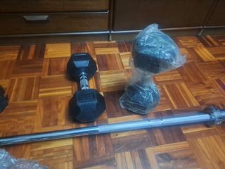 Barra halterofilia y mancuernas 10kg