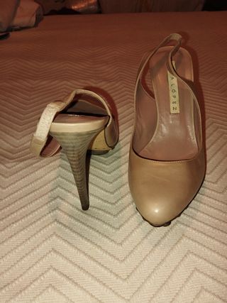 Zapatos PURA LÓPEZ NUEVOS tacón beige