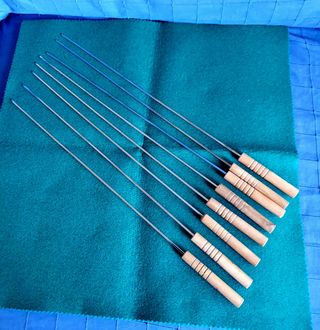 Pinchos brochetas barbacoa inox mango madera