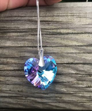 Colgante corazón Swarovski con cadena Plata de Ley