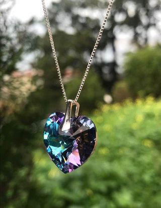 Colgante corazón Swarovski con cadena Plata de Ley