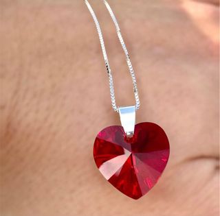 Colgante Corazón Swarovski con cadena Plata de ley