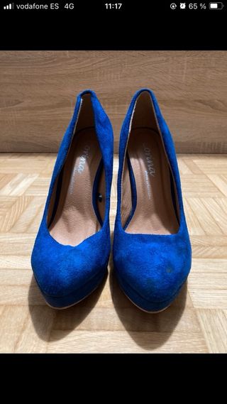 zapatos tacon 37 azules
