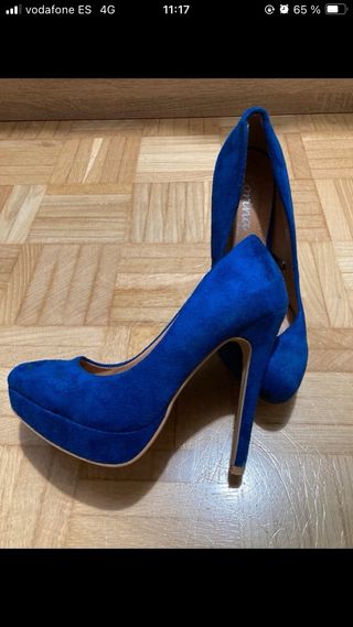zapatos tacon 37 azules