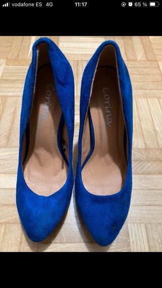 zapatos tacon 37 azules