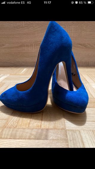 zapatos tacon 37 azules