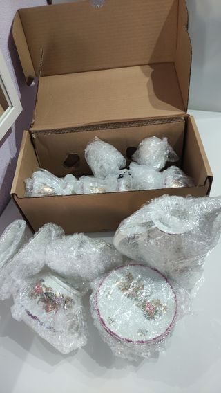 Juego tazas jarras porcelana antiguo