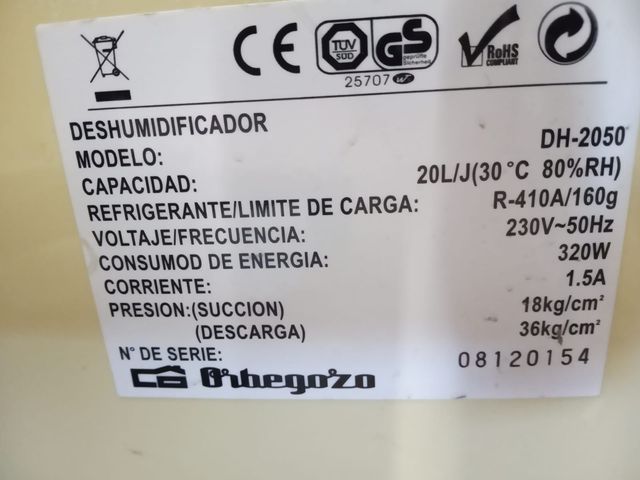 Repuestos deshumidificador Orbegozo, Kayami, Trau