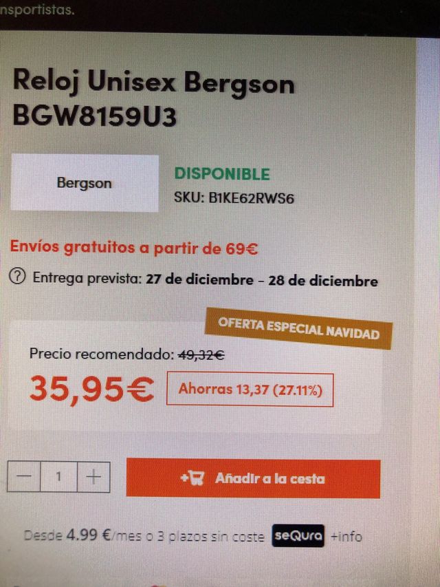 RELOJ UNISEX BERGSON BGW8159U3