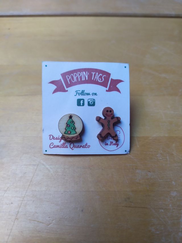 Orecchini Natalizi in legno Fatti a mano