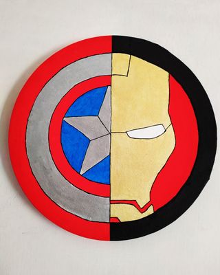 Iron Man Capitan America Marvel cuadro pintado