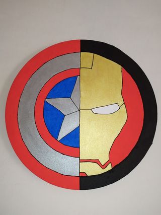 Iron Man Capitan America Marvel cuadro pintado