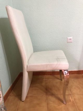 mesa diseño 6 sillas piel