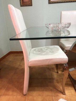 mesa diseño 6 sillas piel