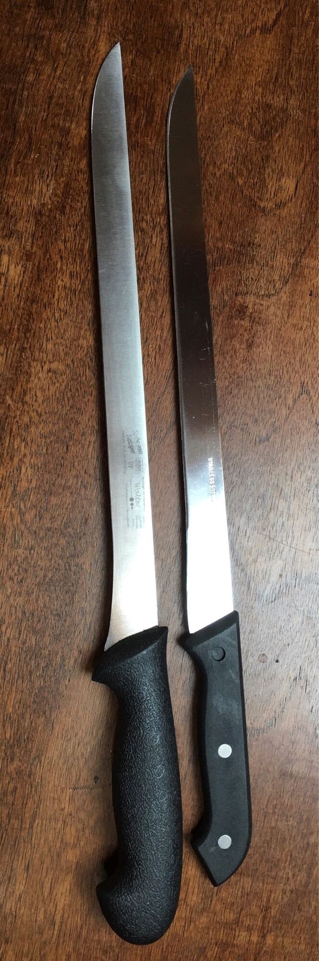 Dos cuchillos jamoneros acero inoxidable