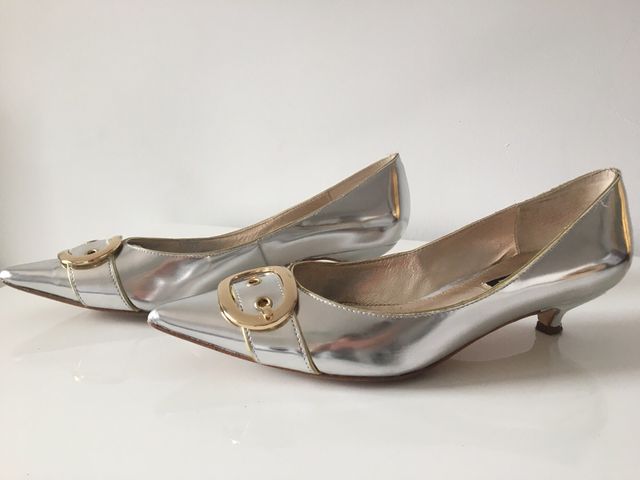 Bimba & Lola zapatos piel plata T.39