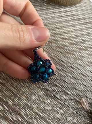 Pendientes largos piedra flores azul