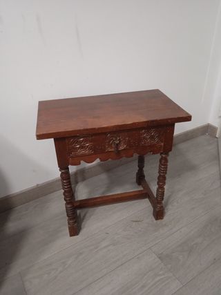 Mesita Auxiliar Madera Rústica con Cajón