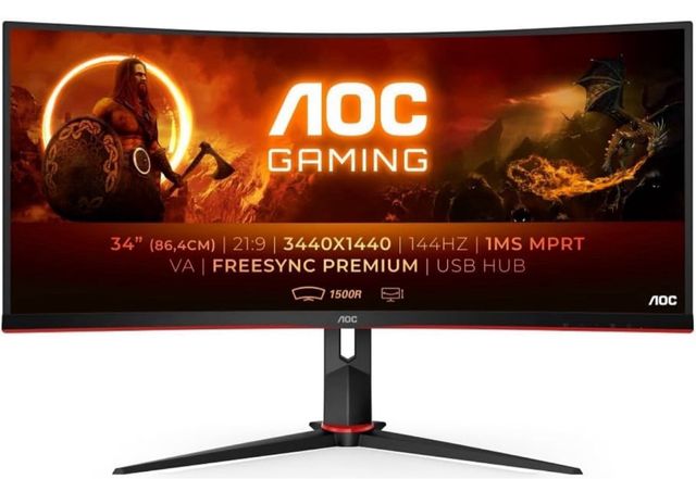 AOC Monitor Gaming CU34G2X/BK - 34" Curved 1500R