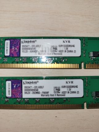 2 unidades Memoria ram ddr3 4g kingston