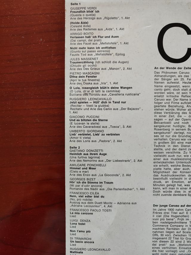 LP di ENRICO CARUSO, 19 OPERE