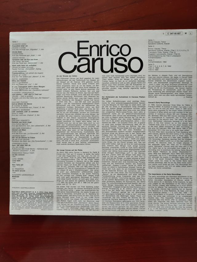 LP di ENRICO CARUSO, 19 OPERE