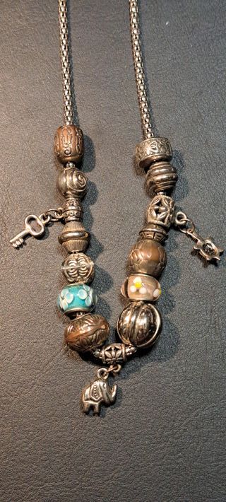 Collar en plata imitación pandora con cuentas