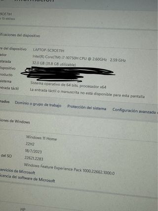 ordenador portatil HP Omen 15 i7, 32GB, RTX2060