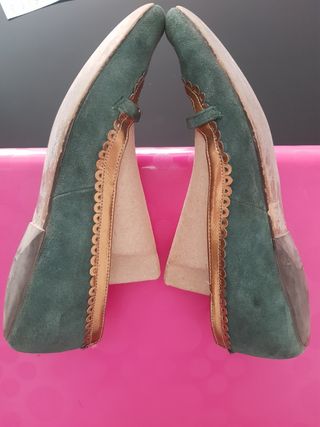 Bailarinas piel verde/dorada N39 Mar