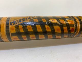 ANTICO BASTONE DA PASSEGGIO MAYA IN LEGNO INTAGLIATO DIPINTO A M